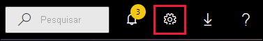 Captura de tela mostrando a barra de menus do Power BI. A caixa Pesquisar e alguns botões de ícone estão visíveis. O ícone de engrenagem está em destaque.