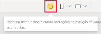 Uma captura de tela mostrando o botão redefinir na barra de ações.