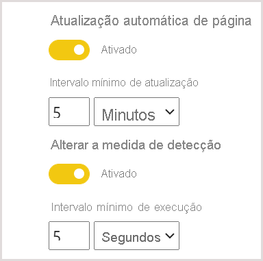 Configurações de atualização automática de página no portal de administração de capacidade