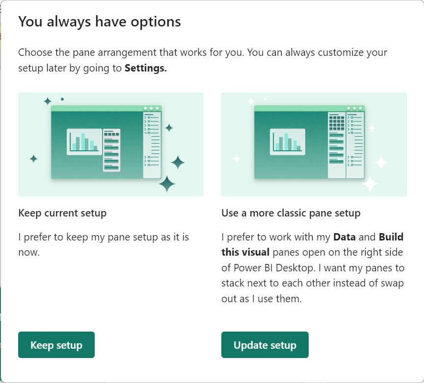 Captura de tela mostrando as opções de configuração padrão.