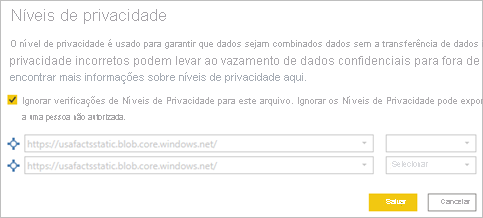 Captura de tela mostrando como Selecionar níveis de privacidade.