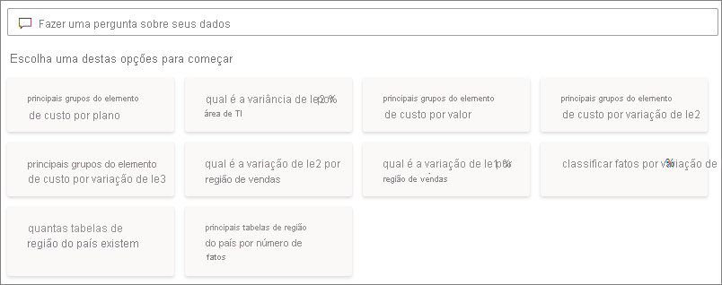 Screenshot that shows selecting Top cost element groups by plan.