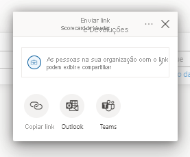 Captura de tela de Compartilhar um link com um scorecard.