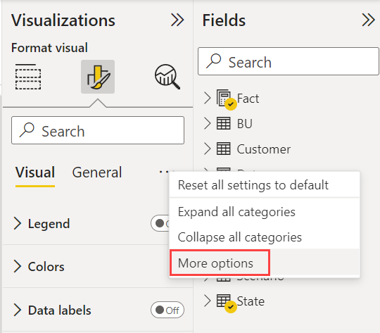 Captura de tela das novas subcategorias de expansão e recolhimento.