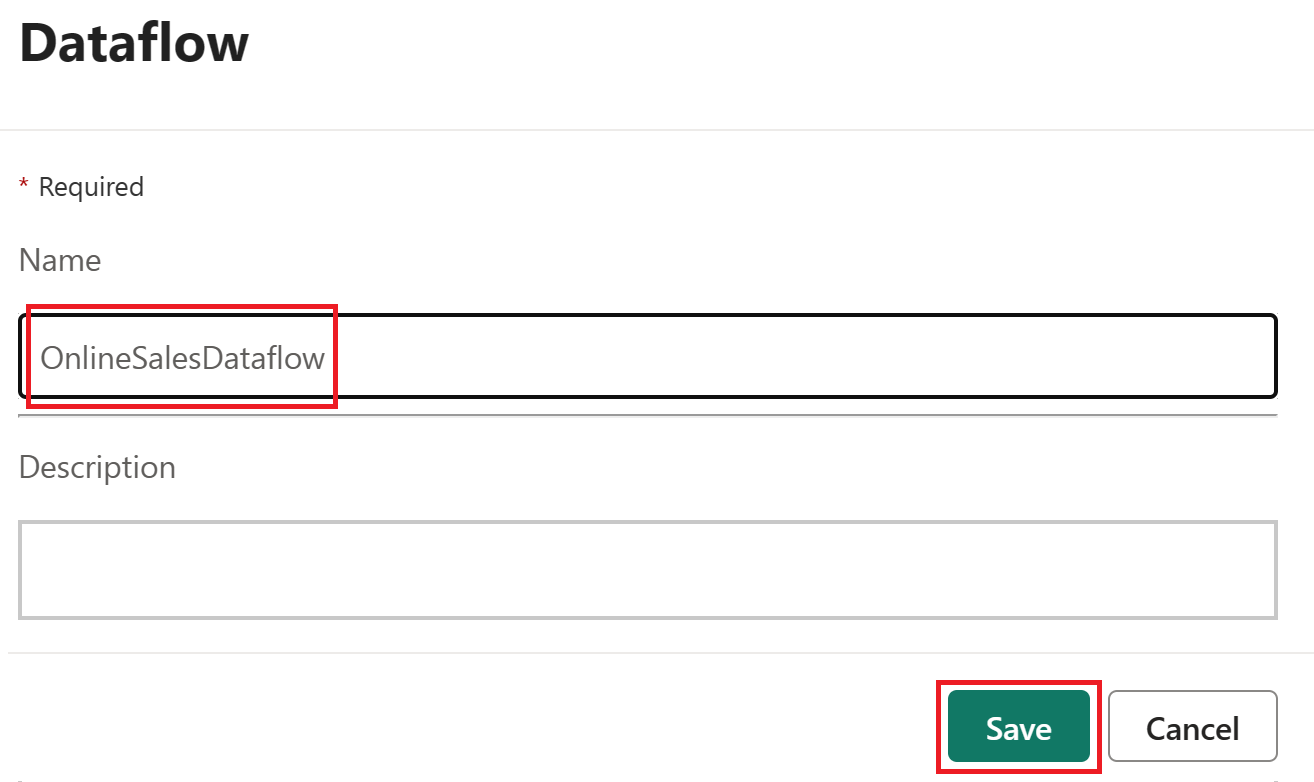 Captura de tela da renomeação de uma opção de fluxo de dados.