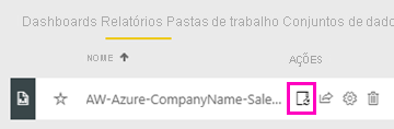 Captura de tela que mostra onde selecionar Gerenciar para gerenciar seu relatório.