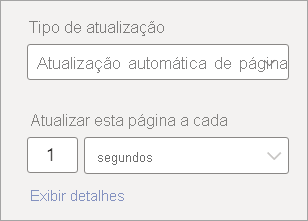 Captura de tela que mostra as configurações de frequência para a atualização automática de página.