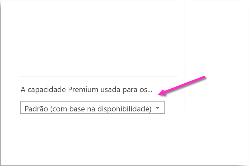 Screenshot of the dropdown option to select the Premium capacity used for AI Insights.