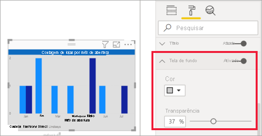 Screenshot of the clustered column chart with background color updated.