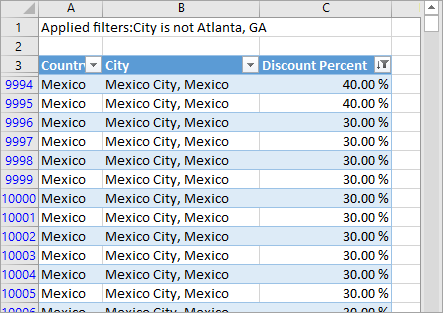 Captura de tela do arquivo .xlsx com os dados exportados exibidos.>