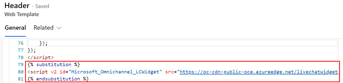 Uma captura de tela do conteúdo da marca líquida de substituição exibido no modelo da web do Cabeçalho dentro do aplicativo Gerenciamento do Portal.