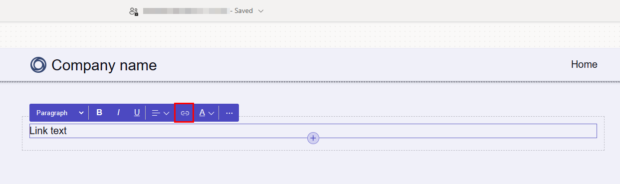 As opções do menu Adicionar texto com o ícone Vincular destacado.