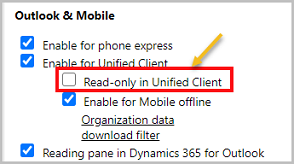 Configuração para tornar uma entidade somente leitura no Cliente Unificado.