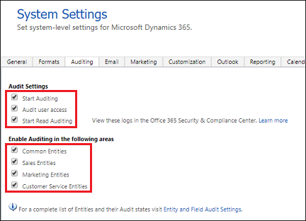 Auditoria de configurações do sistema.