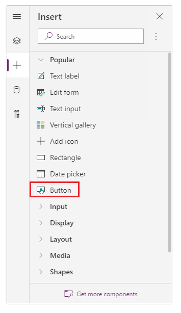 Usando o painel de ferramentas Inserir para adicionar um controle de botão.