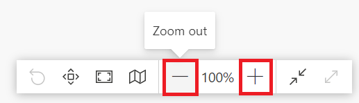 Botão reduzir ou ampliar disponível no canto inferior ao lado direito do painel da exibição de diagrama.