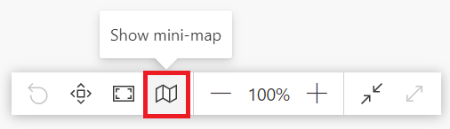 Botão minimapa disponível no canto inferior ao lado direito do painel da exibição de diagrama.