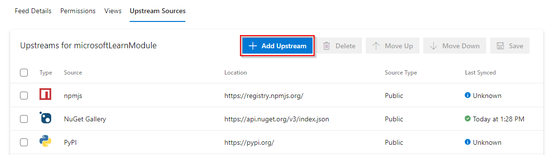 A screenshot showing how to add an upstream source