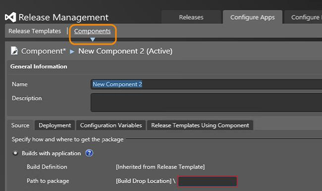 Configure Apps tab, Components