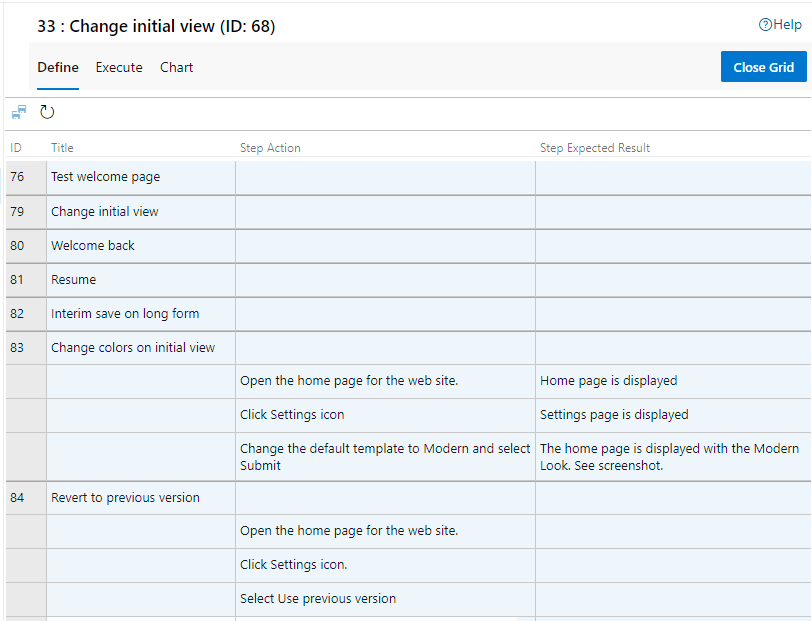 Copy test cases from Grid view.