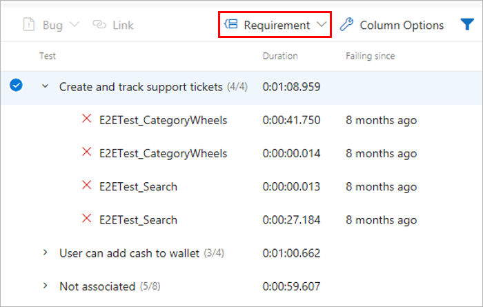 Group results by requirements