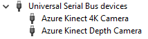 Azure Kinect DK no Gerenciador de Dispositivos