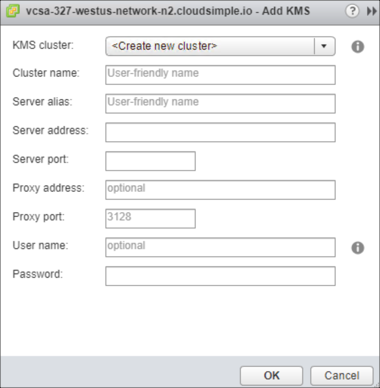 Adicionar detalhes do cluster KMS no vCenter