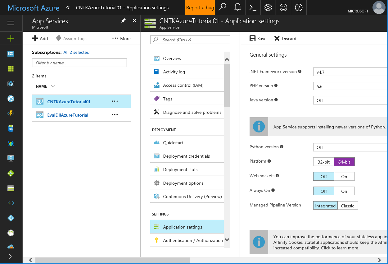 Azure64Settings