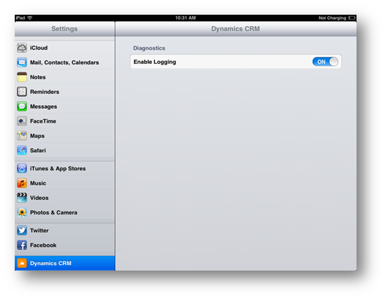 iPad Enable Logging on