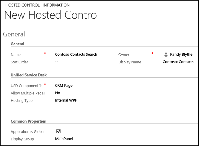 Criar o controle hospedado para exibir contatos