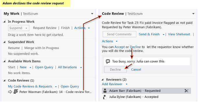 Aceitar e responder a uma revisão de código