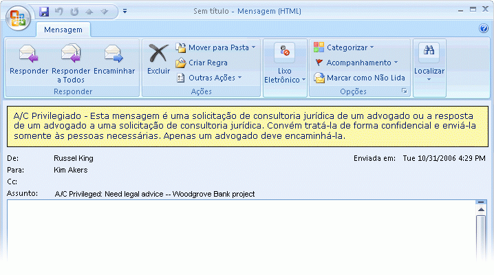 Email com classificação de mensagens