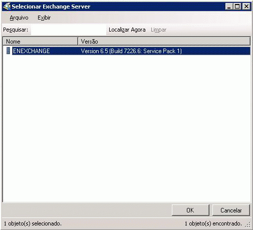 Caixa de diálogo Selecionar Exchange Server do Assistente para Instalação