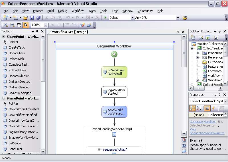 Exemplo de fluxo de trabalho do Windows SharePoint Services