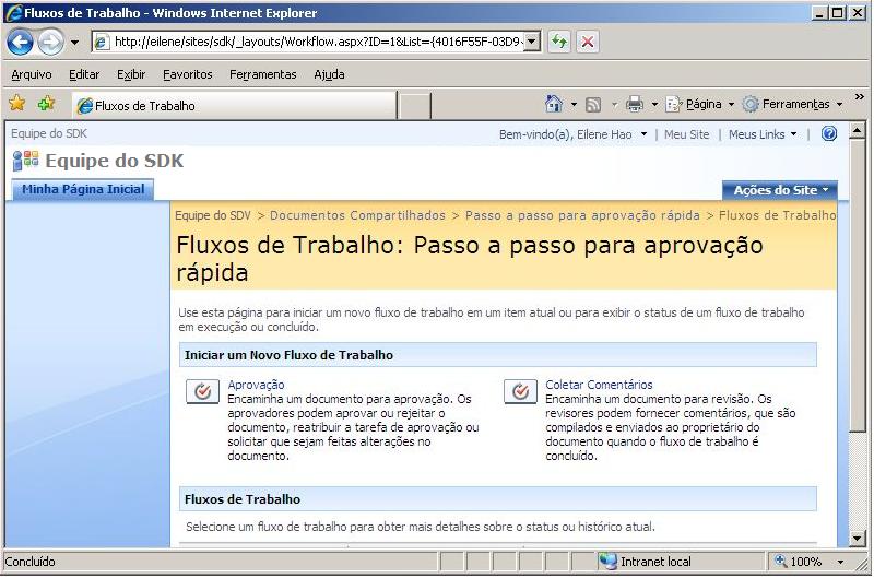 Configurar fluxos de trabalho do Windows SharePoint Services