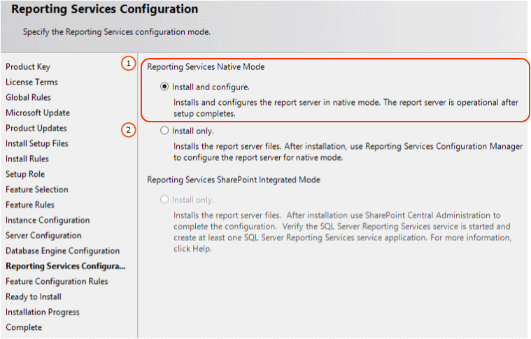 Configuração do modo nativo do SSRS