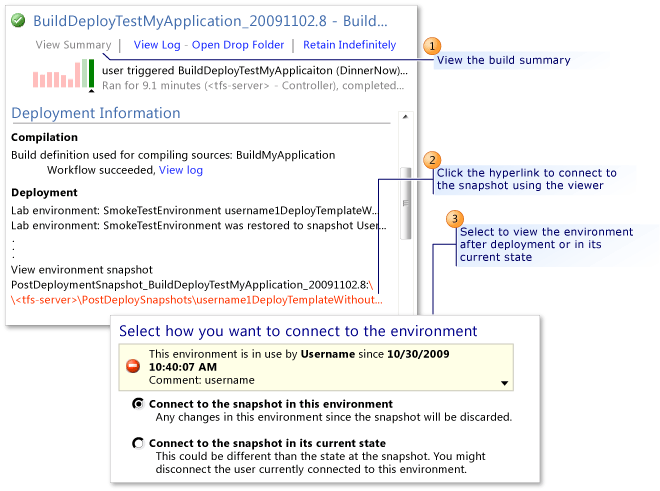 Conectar-se ao ambiente a partir de seus resultados de compilação