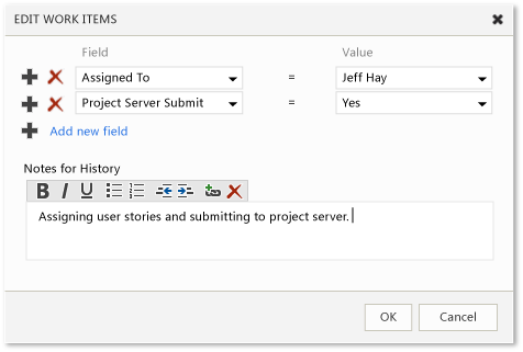 Modificar em massa para atribuir e enviar para o Project Server