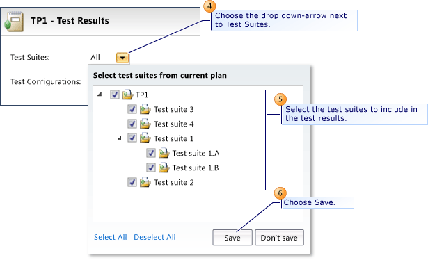 Exibindo resultados de plano de teste