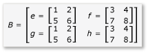 Uma matriz de 4 x 4 particionada em 2 x 2 submatrices