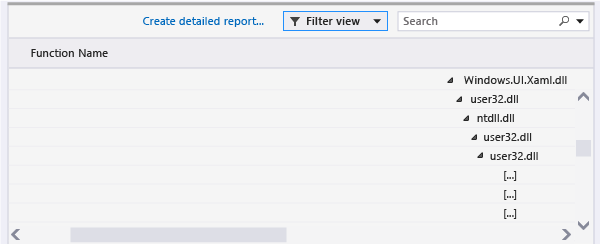 Nested external code in the call tree