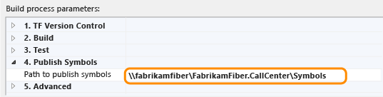 Set up symbols path in build pipeline TFS 2013