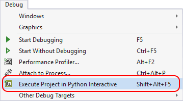 Execute Project in Python Interactive menu