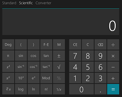 Exemplo de navegação simples: página da calculadora científica