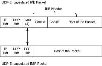 diagram illustrating the basic udp-esp encapsulation for port 4500.