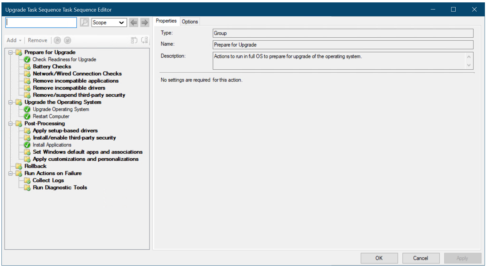 The upgrade task sequence.