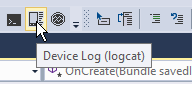 Local da ferramenta Log de Dispositivos na barra de ferramentas