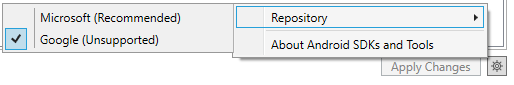 Android SDK Manager Repository Selection