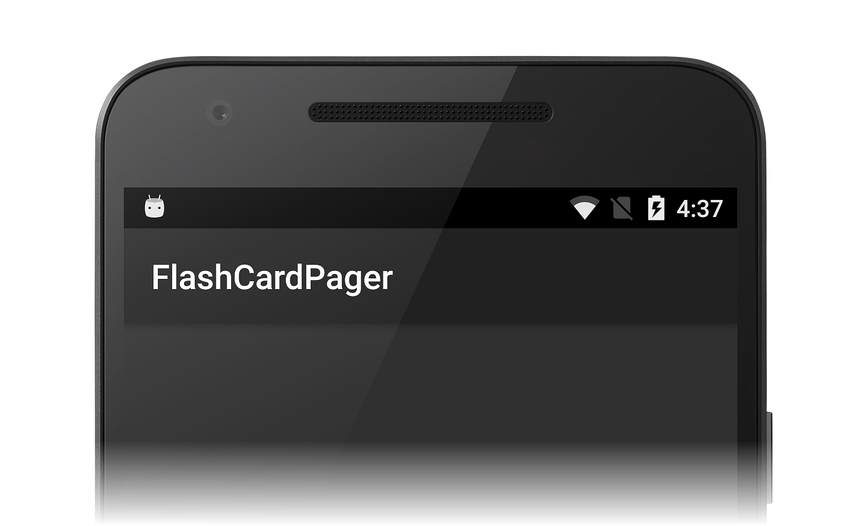 Captura de tela do aplicativo FlashCardPager com ViewPager vazio