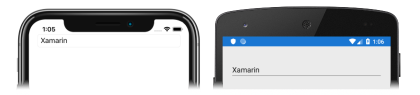 Captura de tela de uma entrada cuja propriedade Text é mantida nas alterações de estado de ciclo de vida, no iOS e no Android